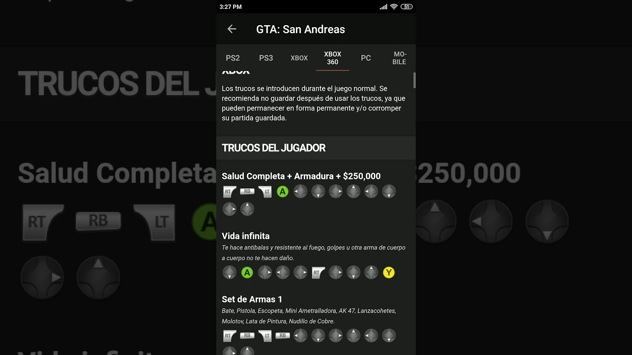 ALGUNS SUPER CÓDIGOS PARA GTA SAN ANDREAS ( XBOX 360) 